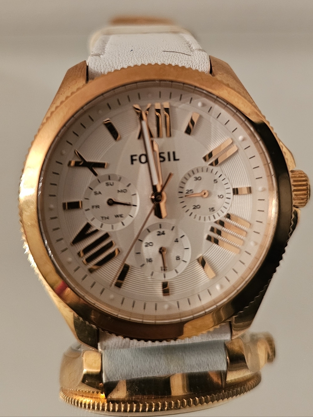 Fossil Rose Gold and White Chronograph Watch